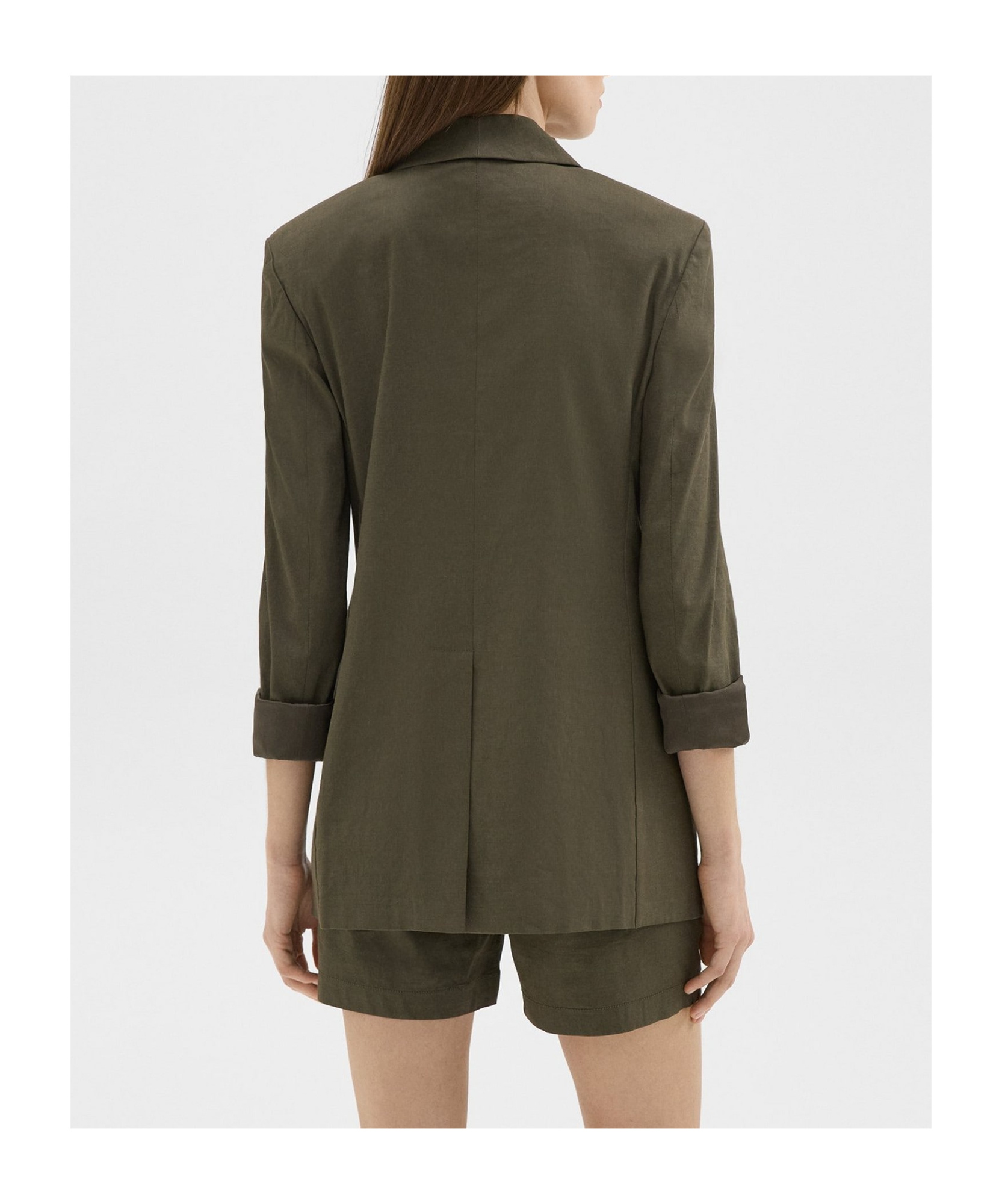 Theory Roll-sleeve Suit Coat In Brown