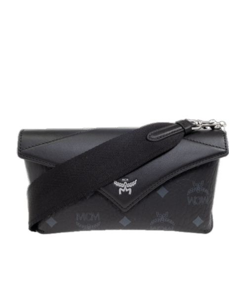 Mcm Magnetic Buckle Closed Shoulder Bag In Black