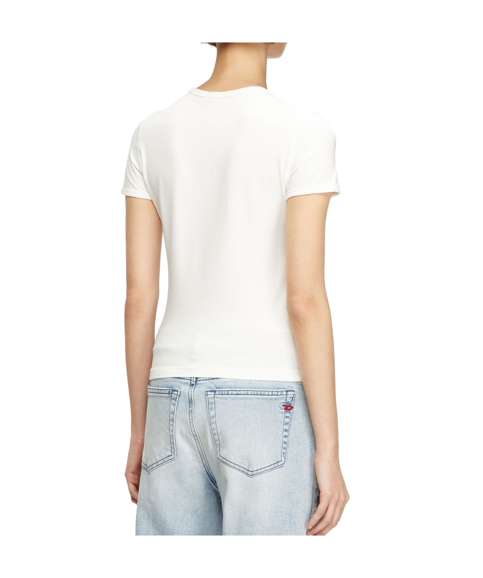 Diesel T-uncutieslong-od Metallic Oval D T-shirt In Red