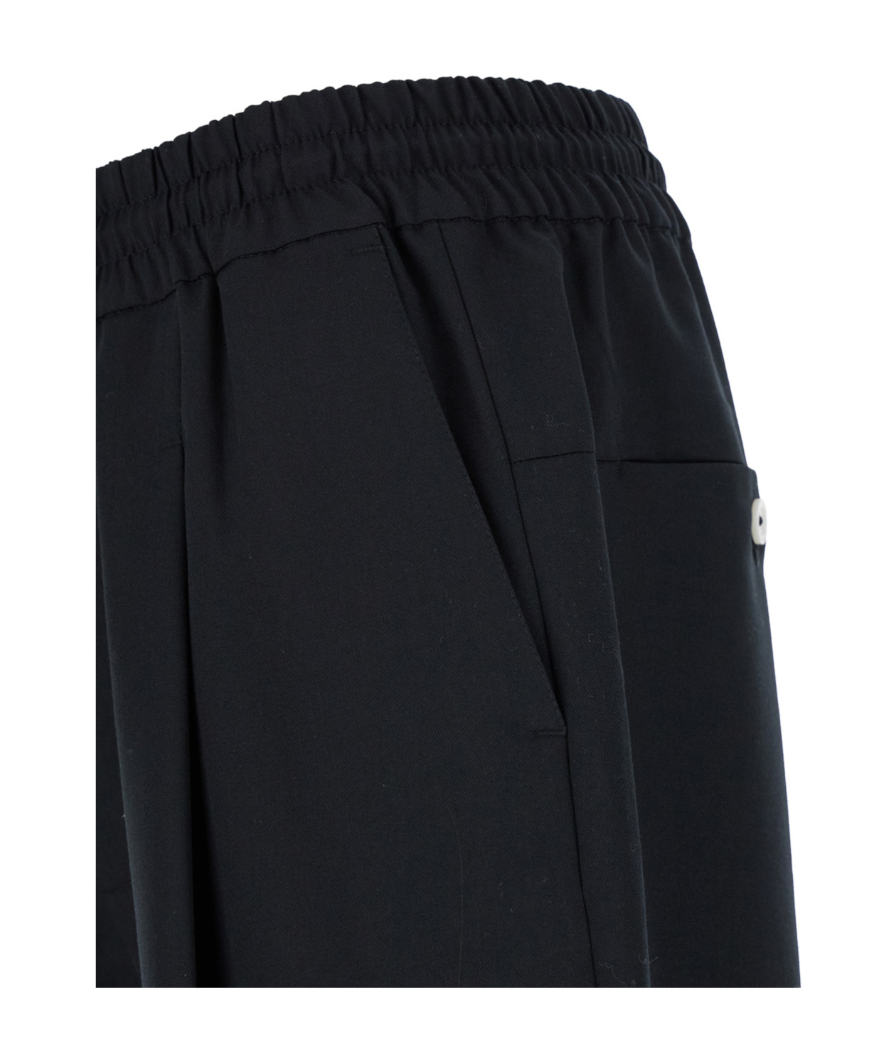 Drôle De Monsieur Cropped Trousers Elastic Waistband Pockets In Black