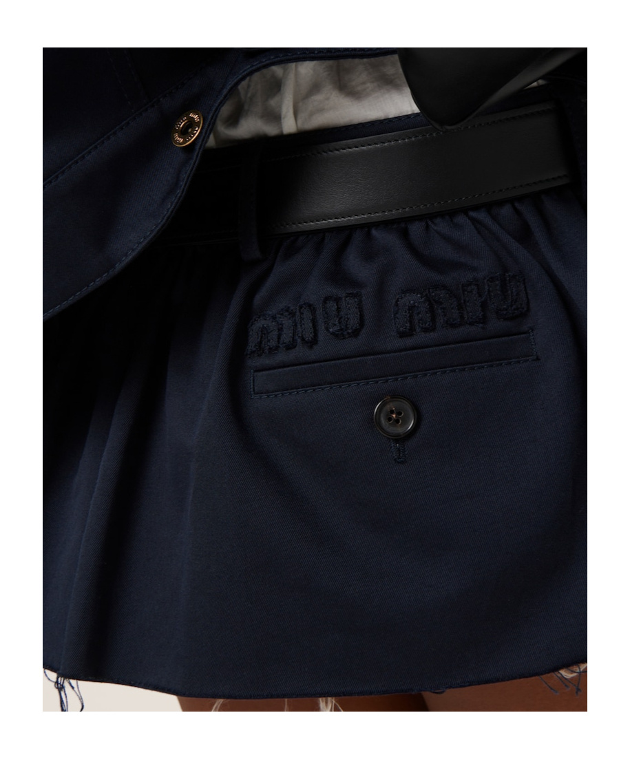 Miu Miu Chino Flared Miniskirt In Black