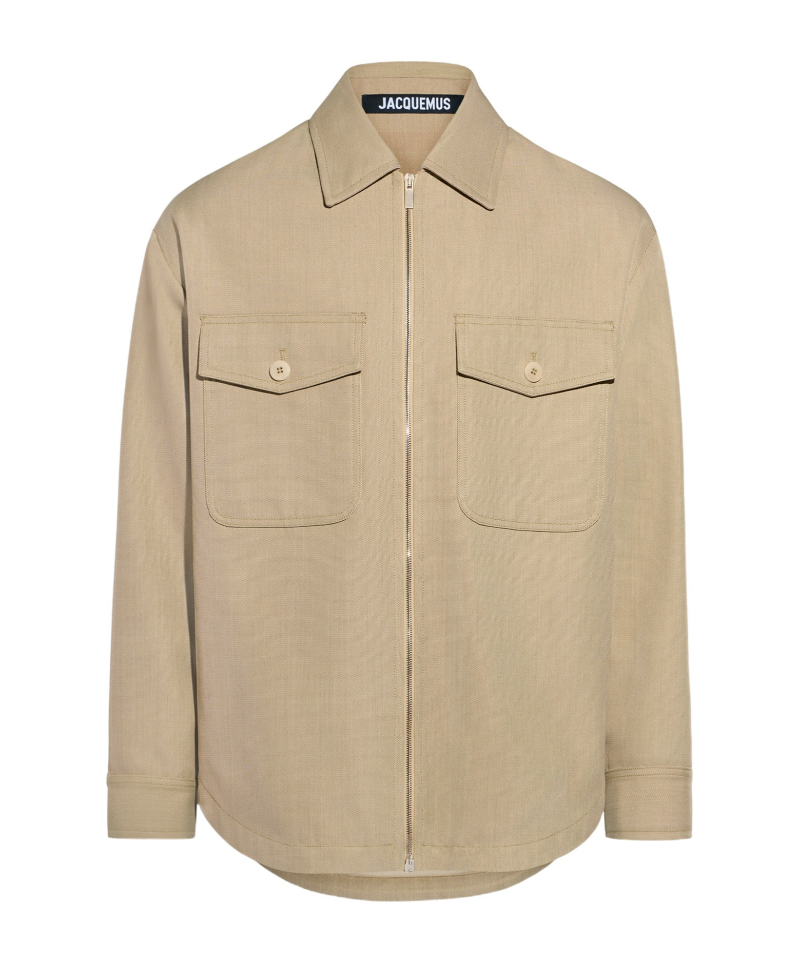 Jacquemus Zippered Shirt Jacket In Nude