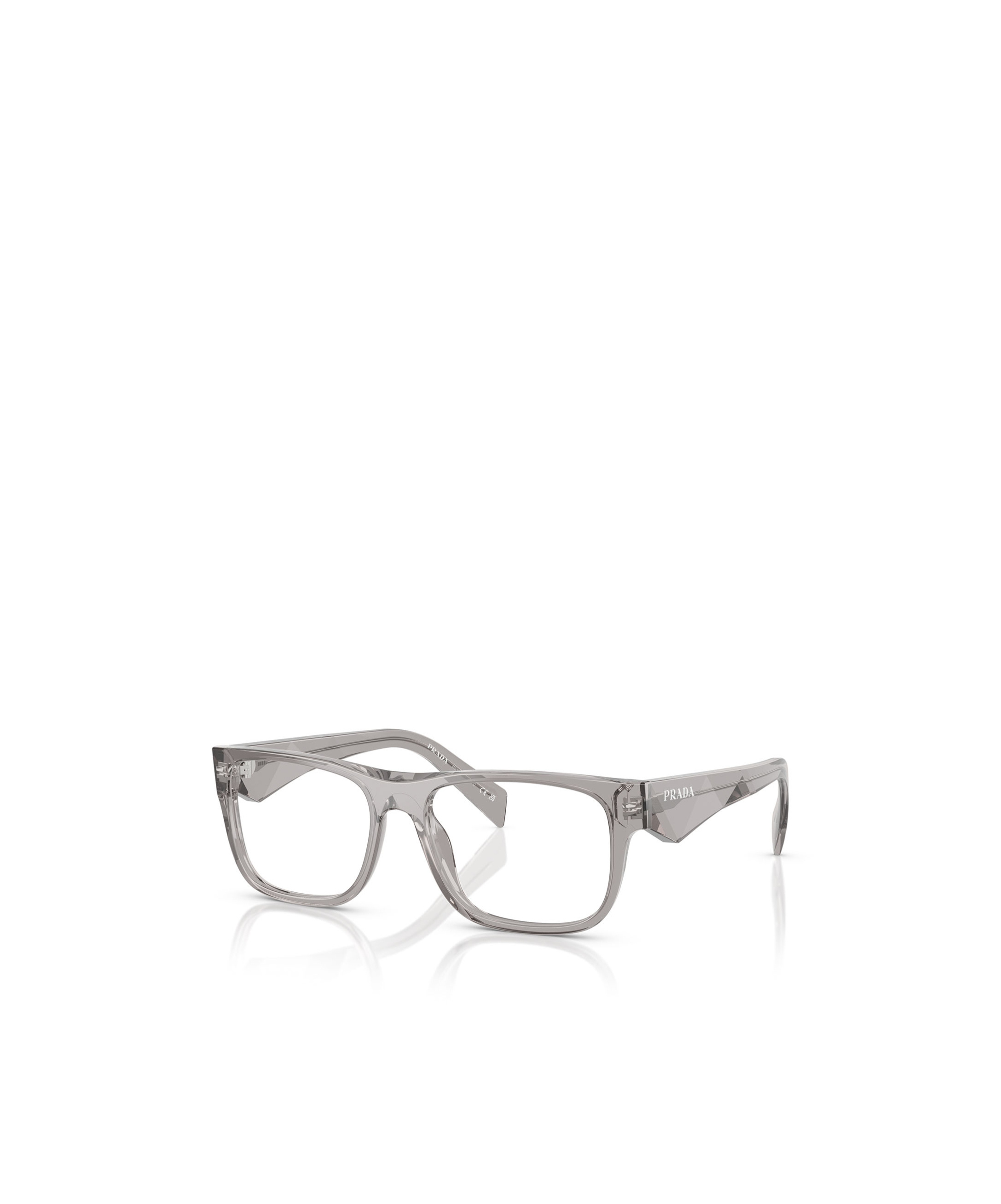 Prada 57mm Rectangular Optical Glasses In Gray
