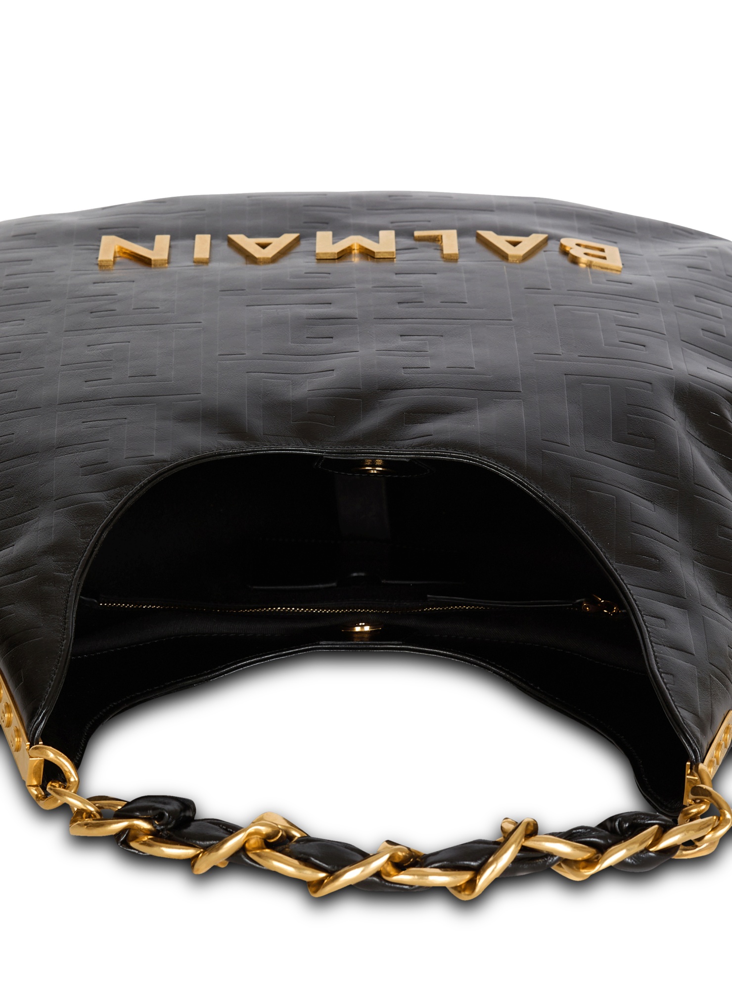 Balmain Large 1945 Moon Leather Shoulder Bag In Black