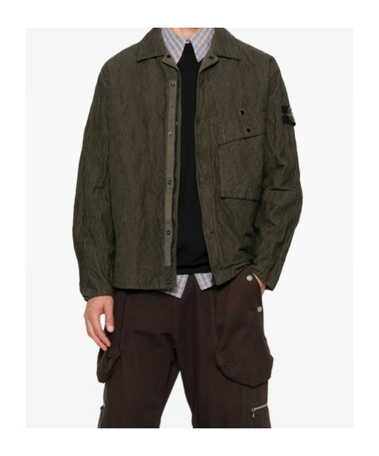 Stone Island Ribbed Corduroy Shirt Jacket In Brown