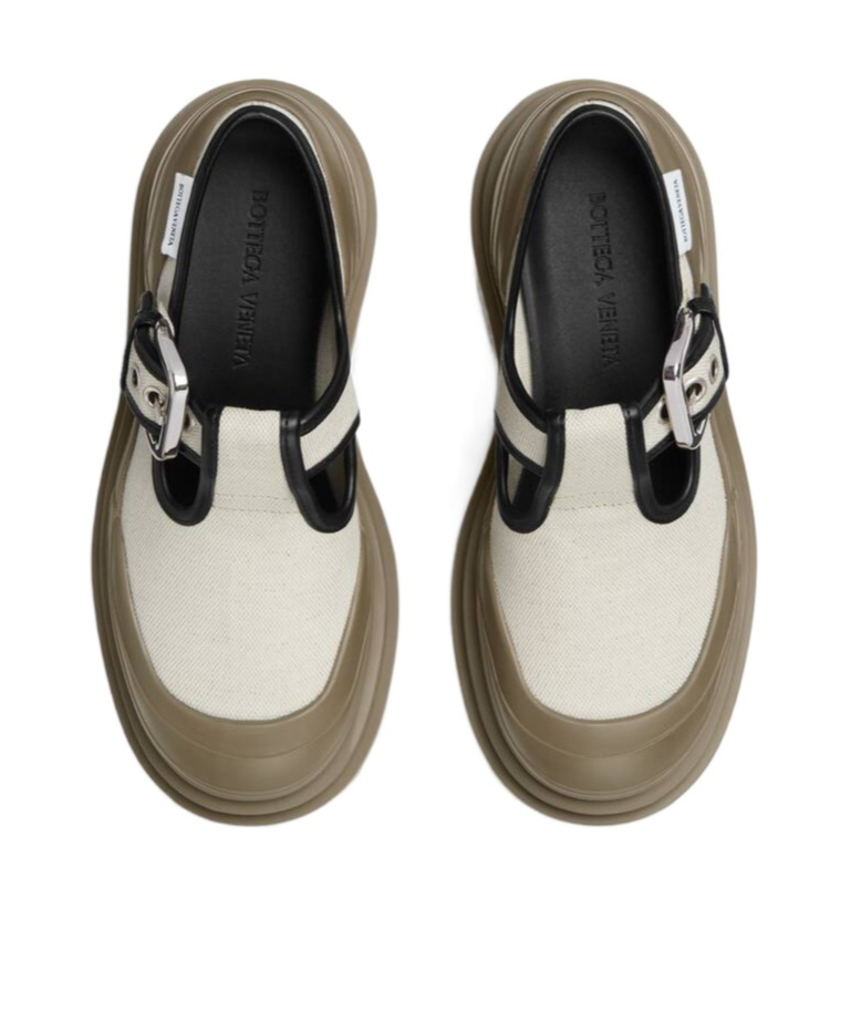 Bottega Veneta Trek Round-headed Mary Jane Flats In Green
