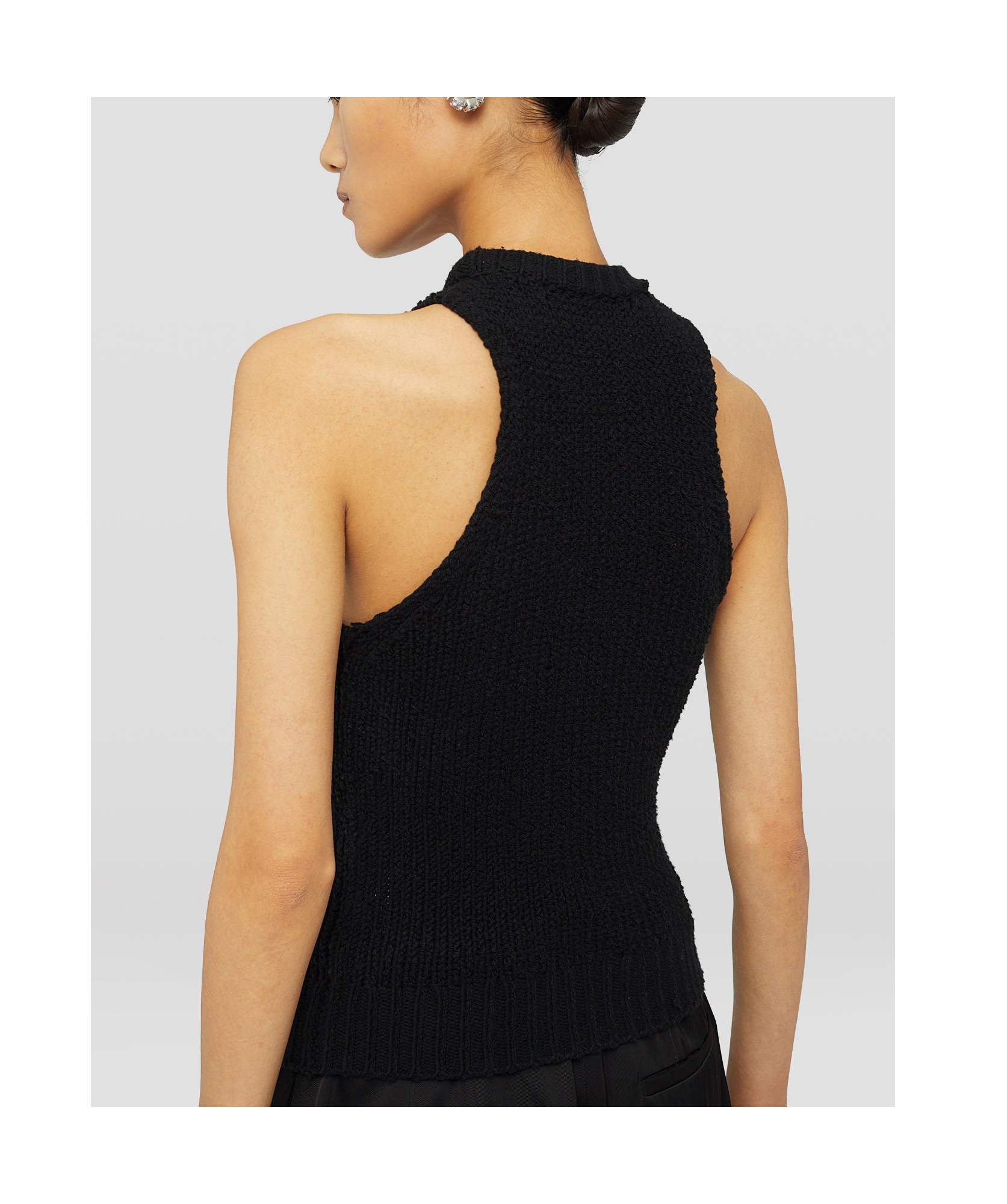 Jil Sander Fringe-trim Knitted Top In Black