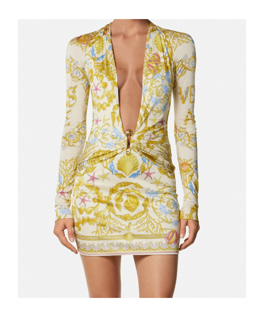 Versace Safety Pin Underwater Barocco Mini Dress