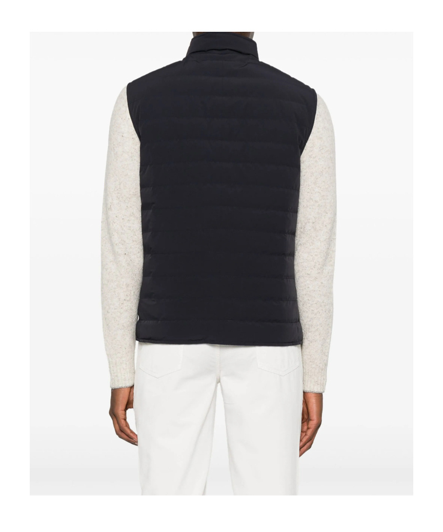 Brunello Cucinelli Dark Blue Nylon Down Jacket In Blue