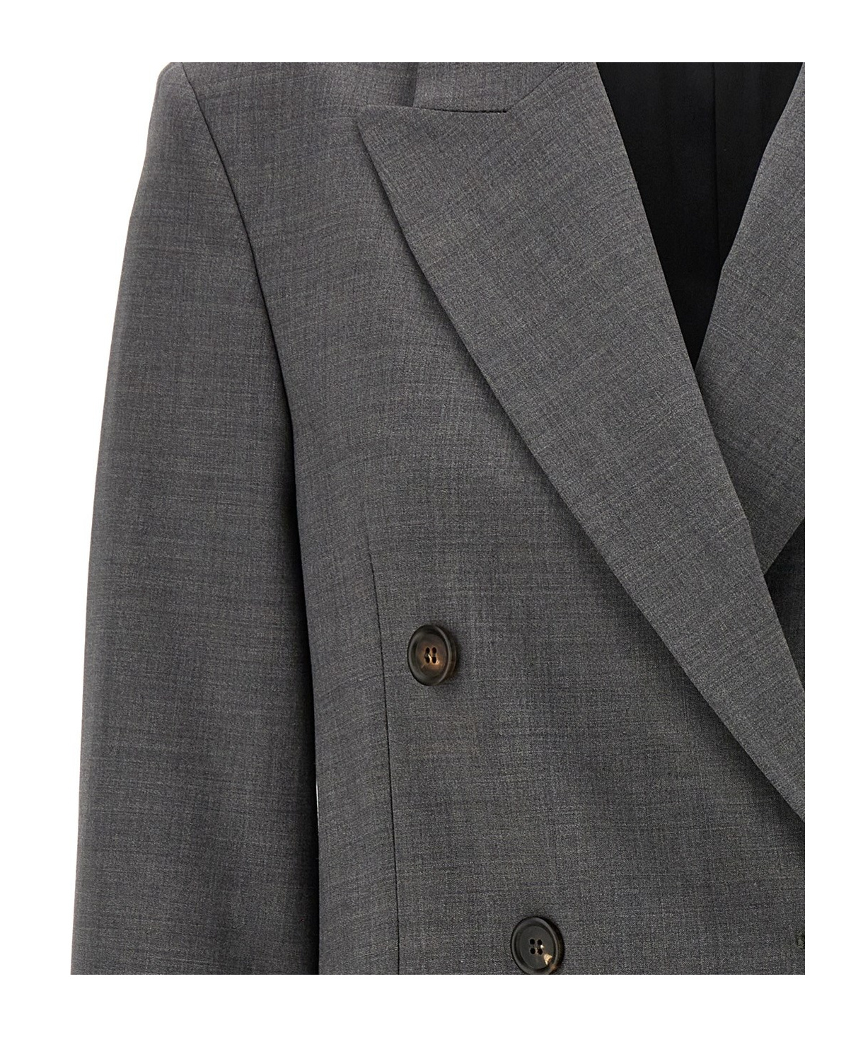 Brunello Cucinelli Grey Double-breasted Blazer In Black