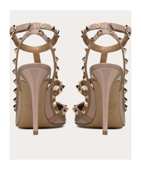 Valentino Rockstud Pointed Toe Caged Pumps In Neutral