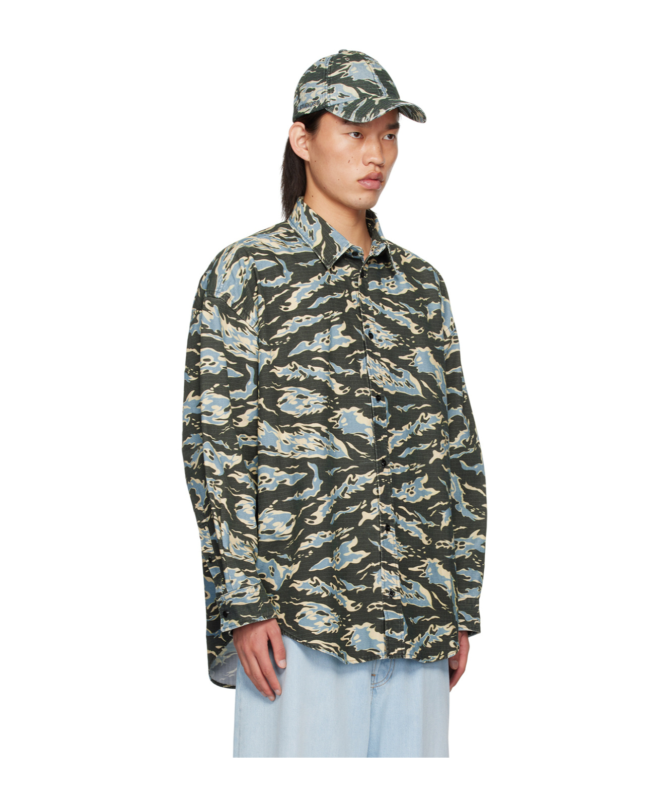 Acne Studios Abstract-pattern Organic-cotton Shirt In Black