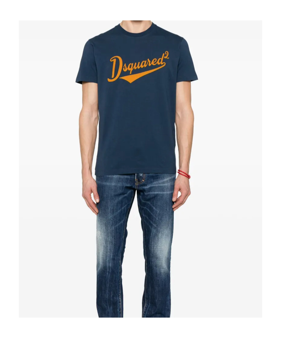 Dsquared2 Logo-flocked T-shirt In Blue
