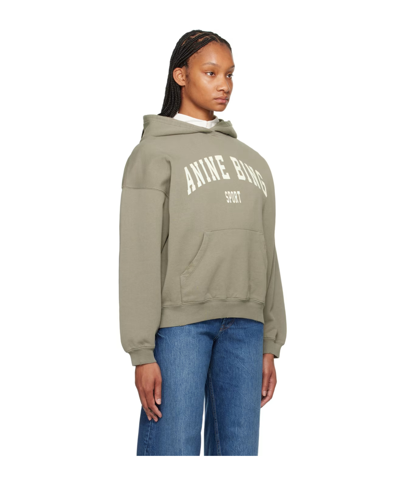 Anine Bing Harvey Combed-cotton Hoodie In Green