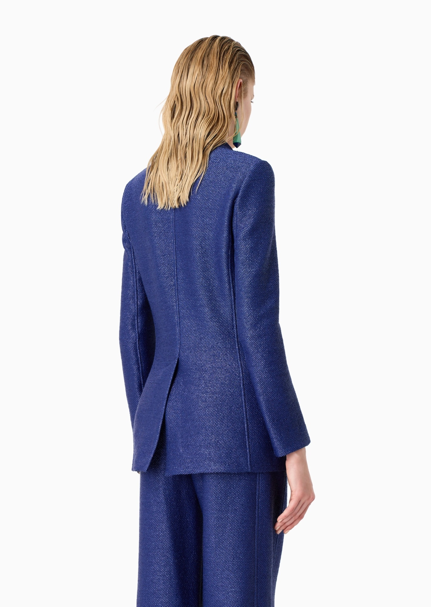Giorgio Armani Patterned-jacquard Blazer In Blue