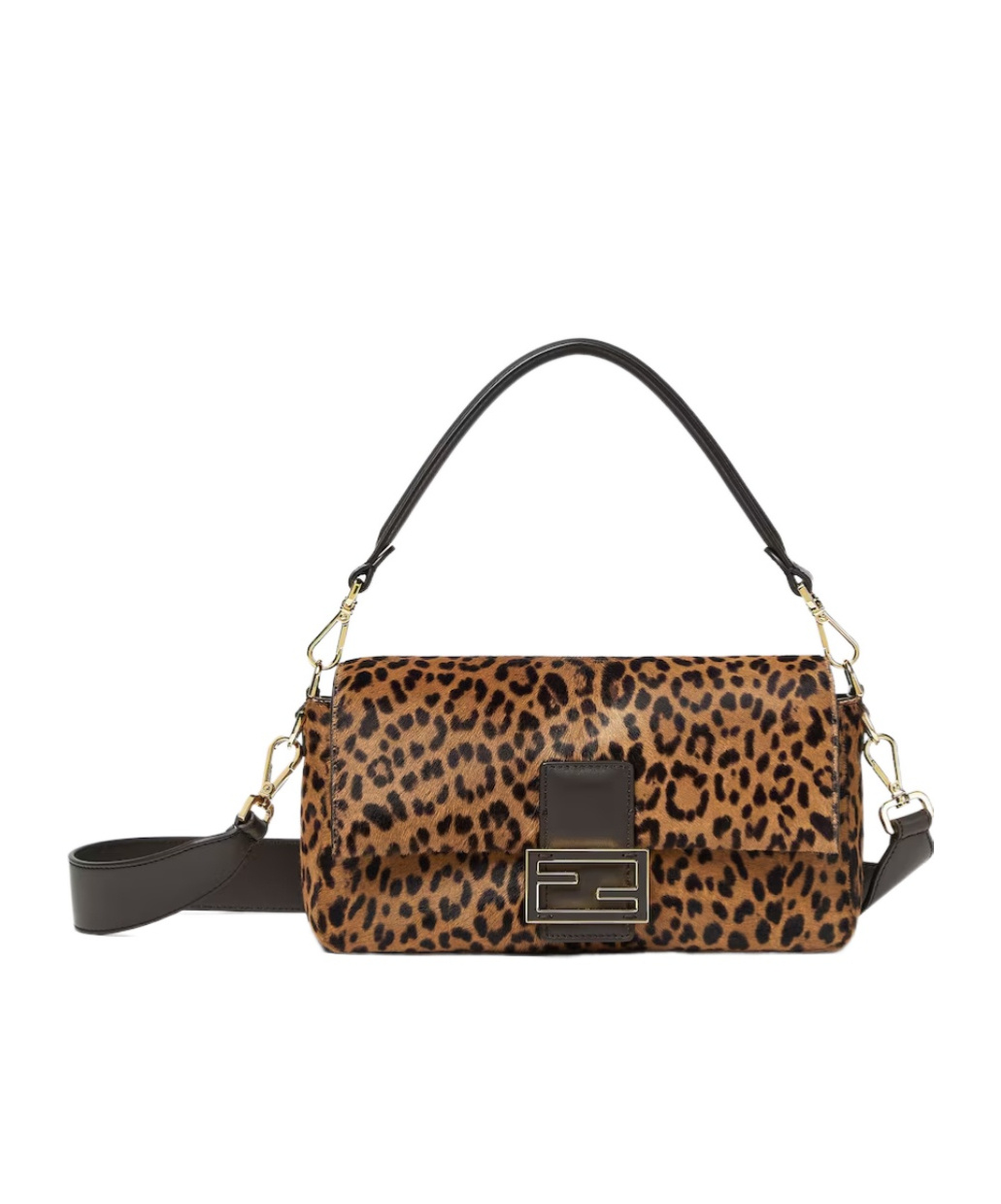 Fendi Baguette Shape Shoulder Bag With Detachable Strap In Brown