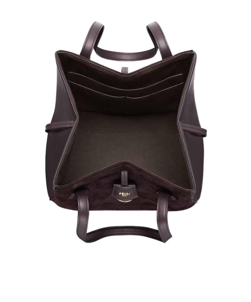 Shop Fendi Trasformable Dark Purple Suede And Leather Bag In Black