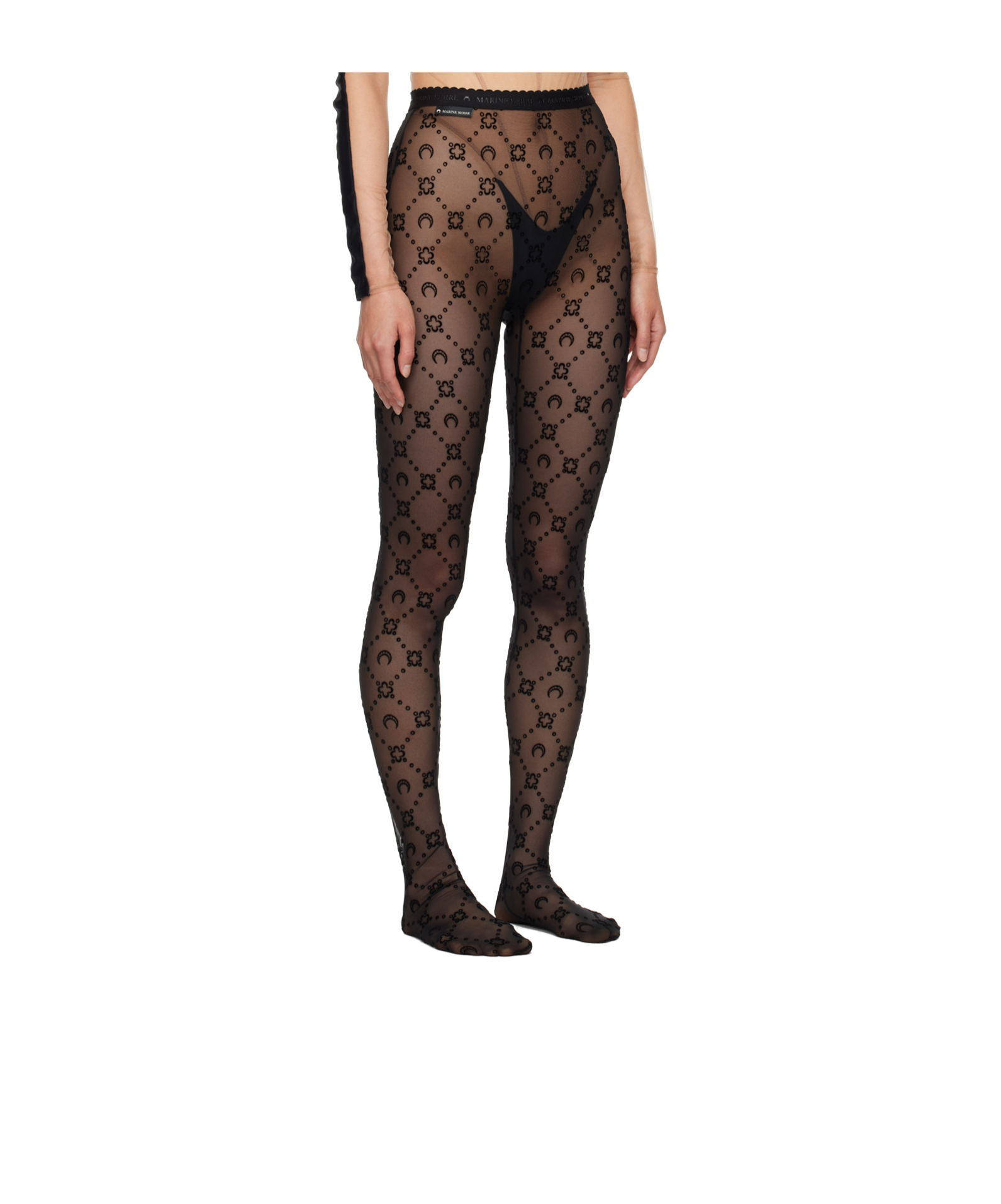 MARINE SERRE LOGO PATTERN DETAIL PANTYHOSE 
