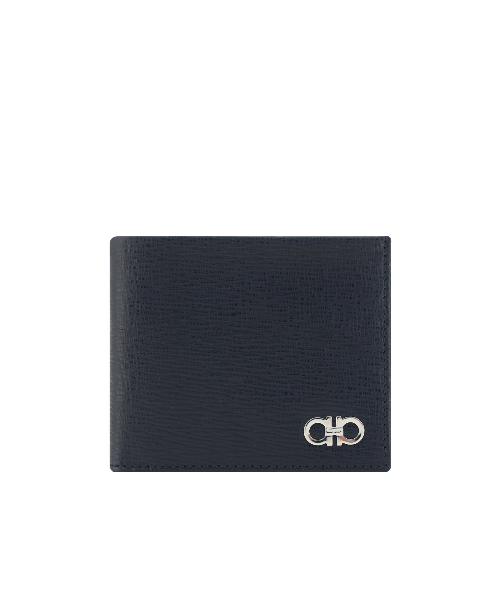 Ferragamo Gancini Hammered Wallet In Black