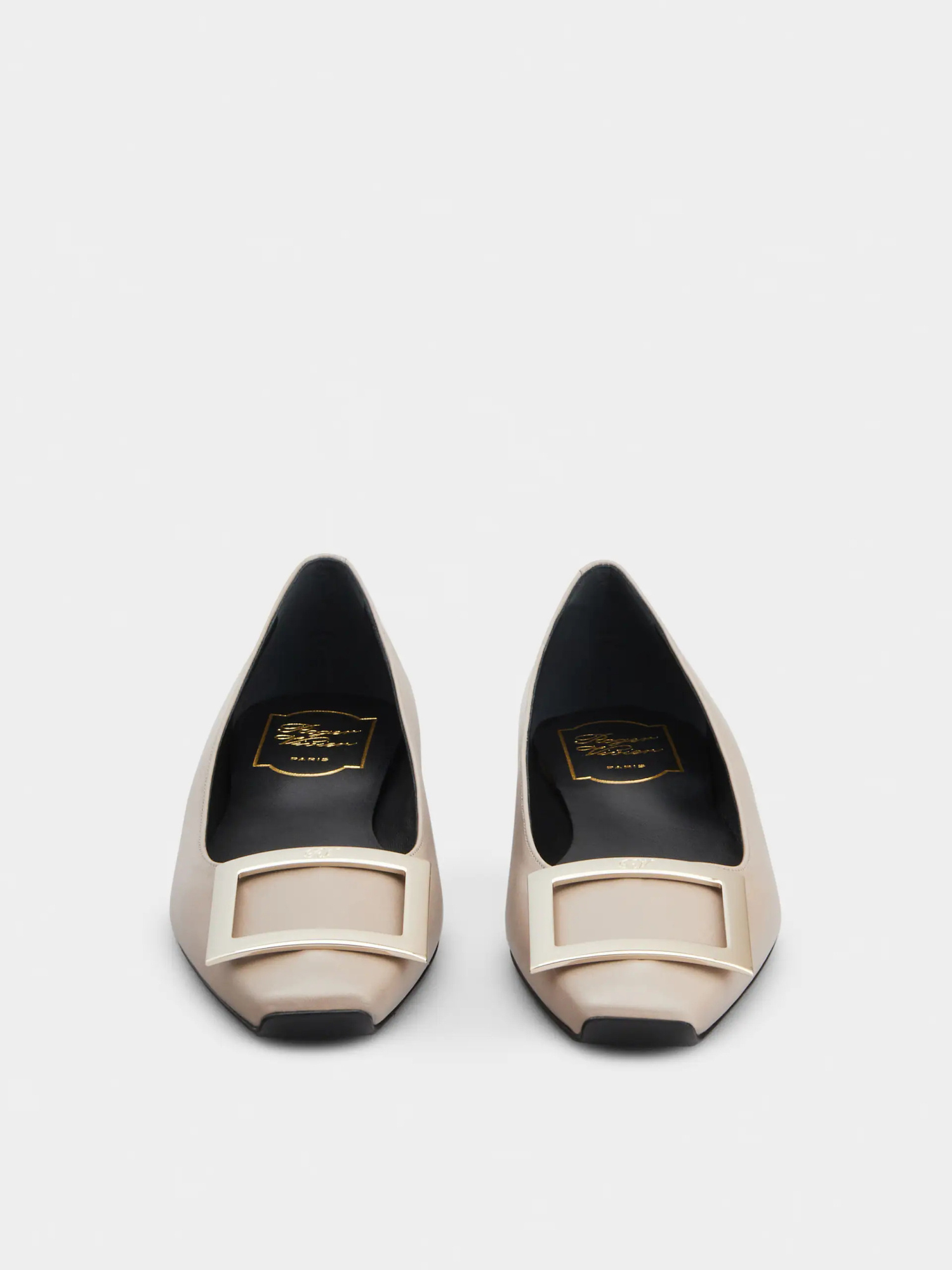 Roger Vivier Trompette Buckle Ballerina Flats In Gray