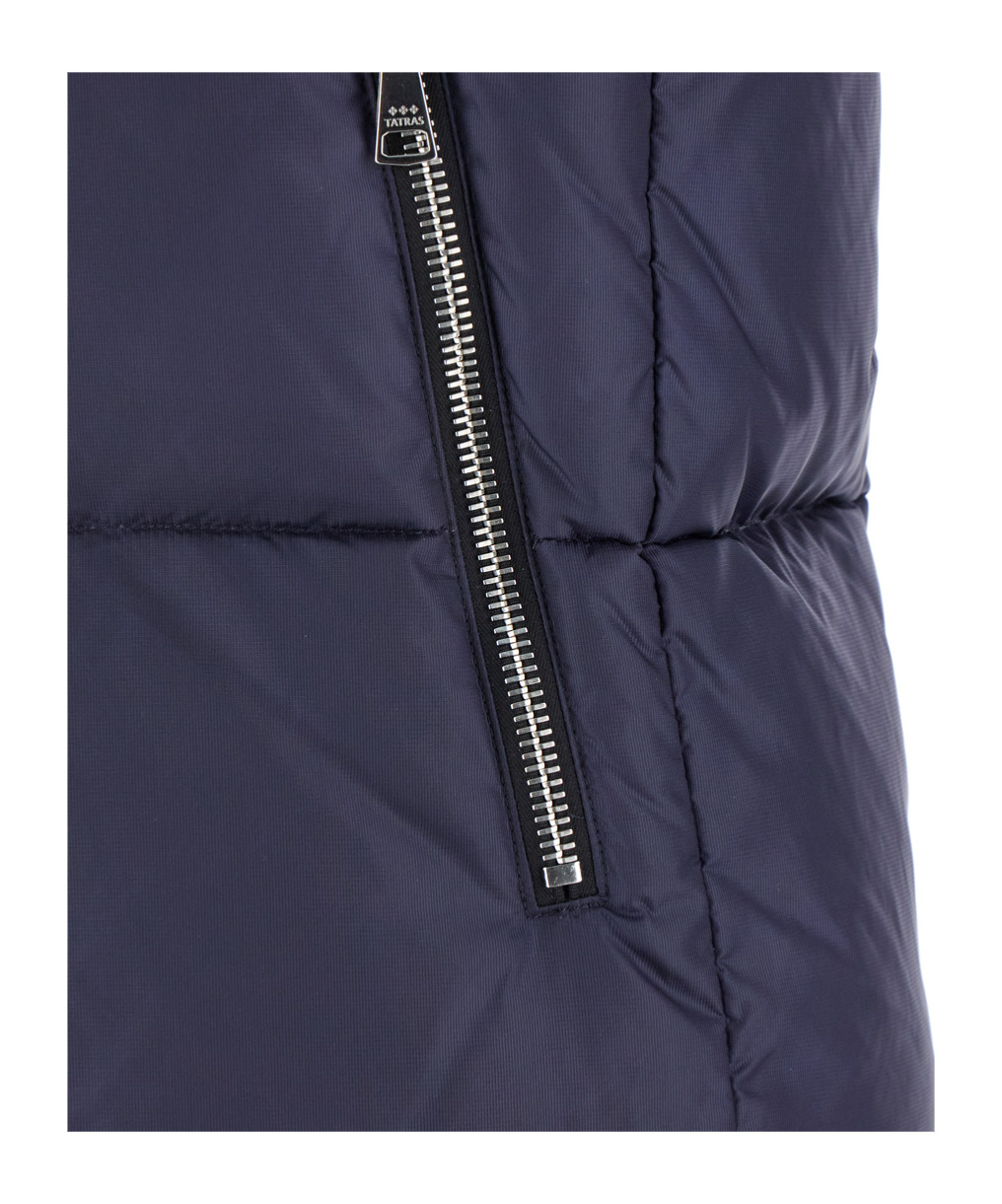 Tatras 'melko' Blue Sleeveless Down Jacket With Hood And Logo Patch In Black
