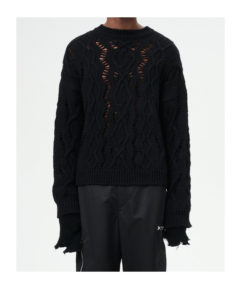 Our Legacy Cable Sonar Wool Sweater In Black