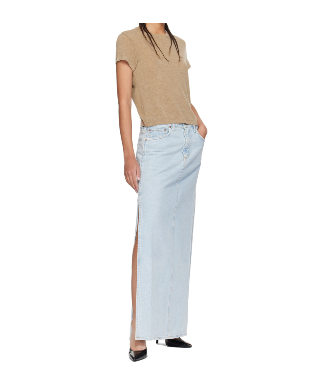 Shop Agolde Astrid Denim Maxi Skirt
