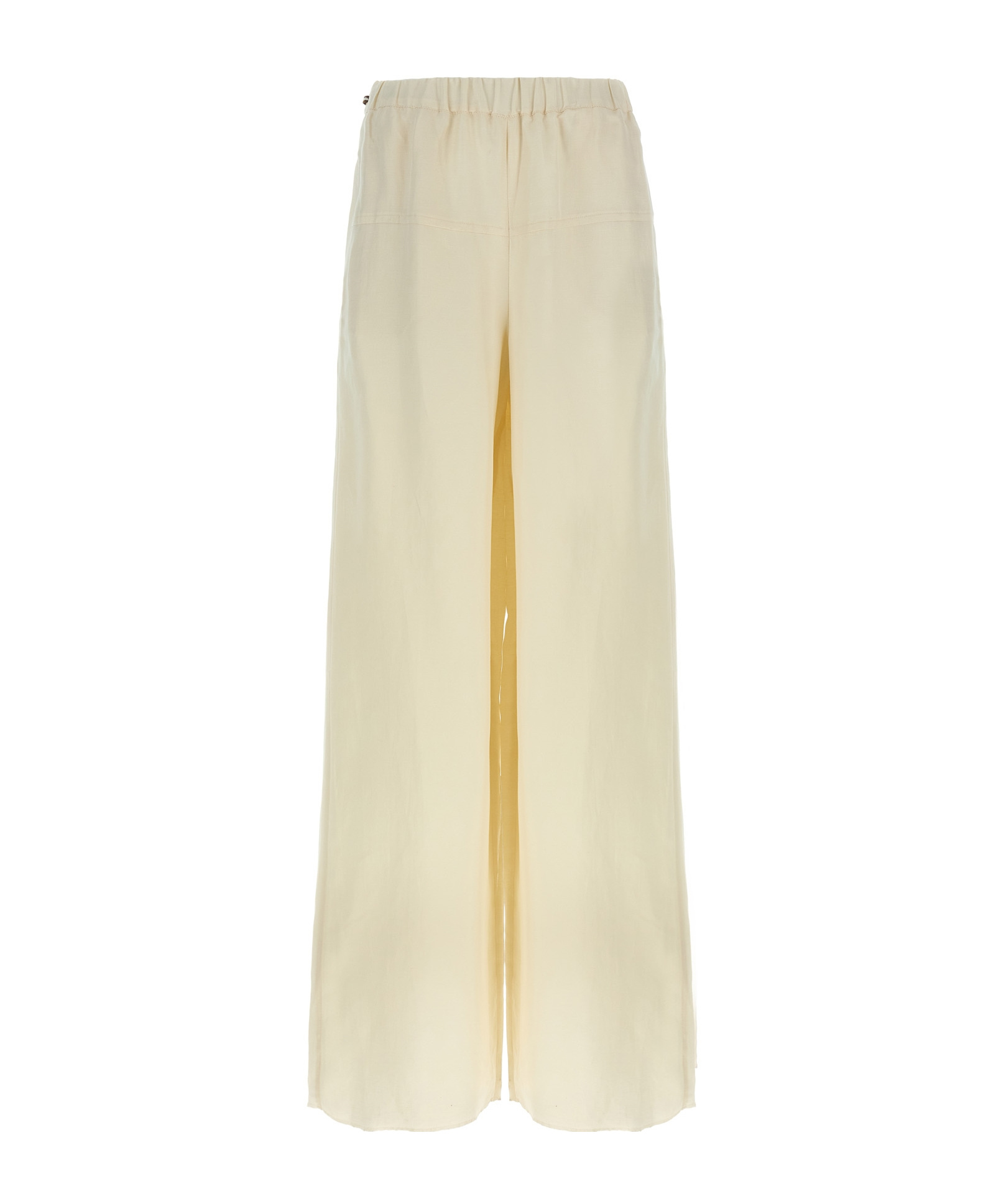 Max Mara Elastic Waistband Lightweight Wide Leg Trousers In Nude