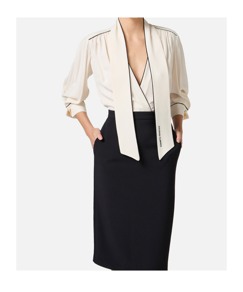 Elisabetta Franchi Viscose Blend Midi Dress With Detachable Skirt In Black