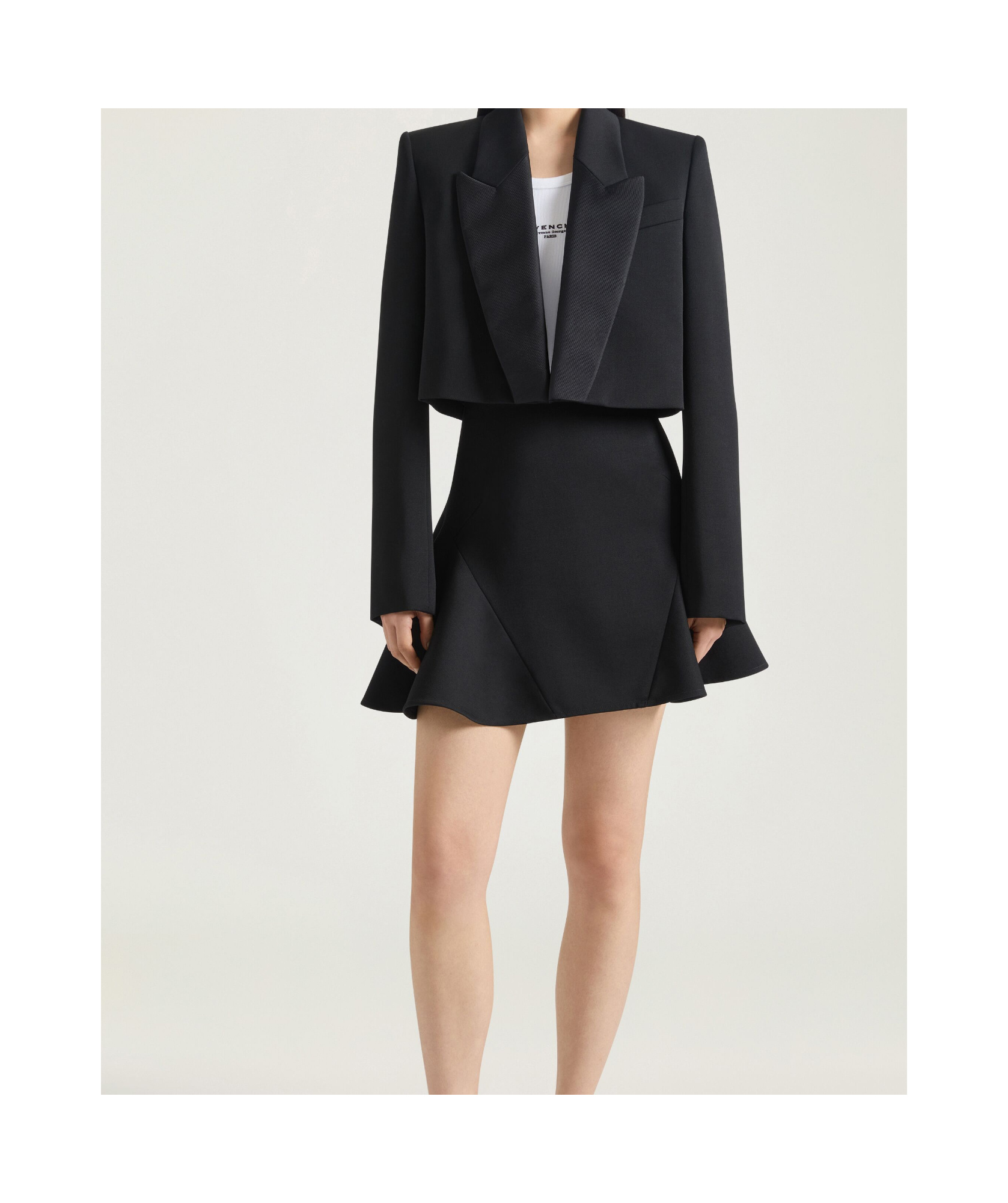Givenchy Ruffled Mini Skirt In Wool In Black
