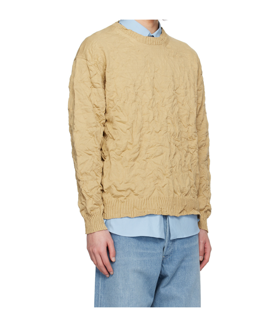 Auralee Round-collar Pleated Sweater In Nude