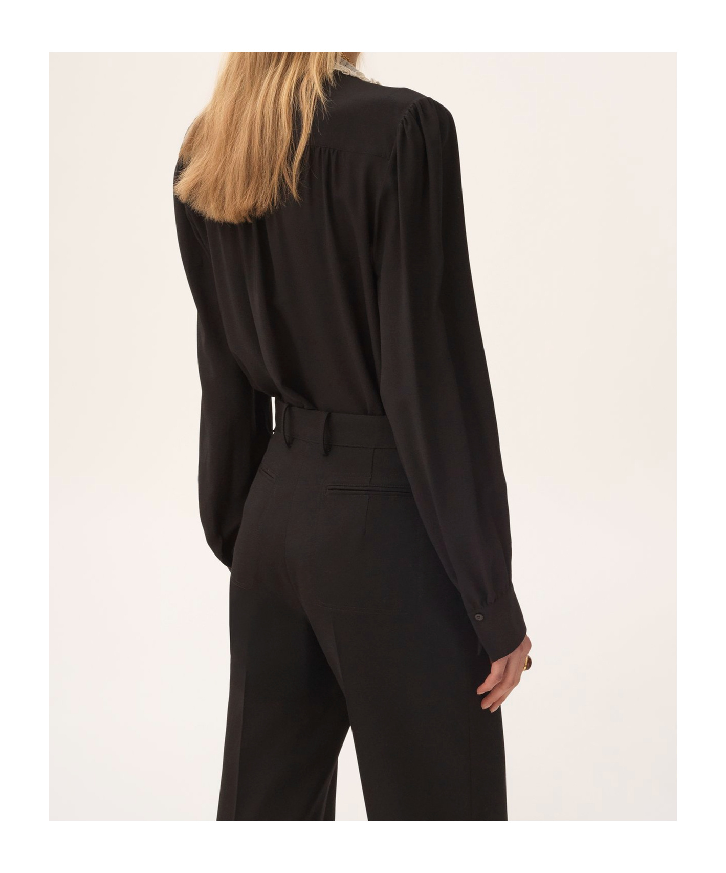 Chloé Blouse With Lace Collar And Puff Shoulders In Black