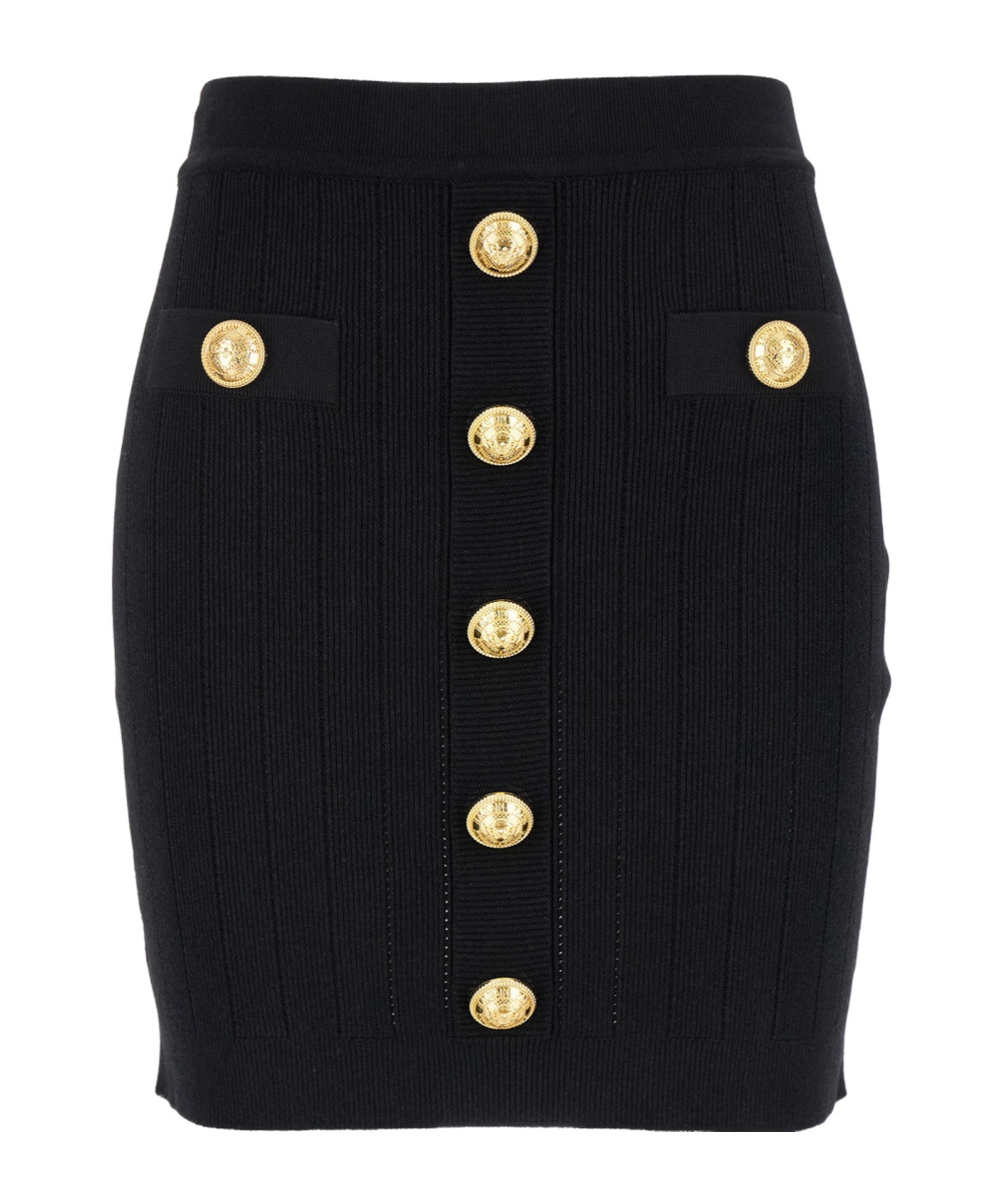Shop Balmain Knit Skirt With Buttons In Black