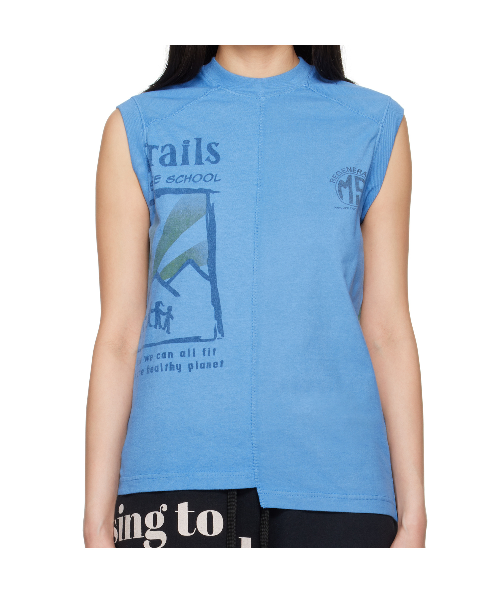 Marine Serre Blue Regenerated Graphic T-shirts Tank Top In Blue