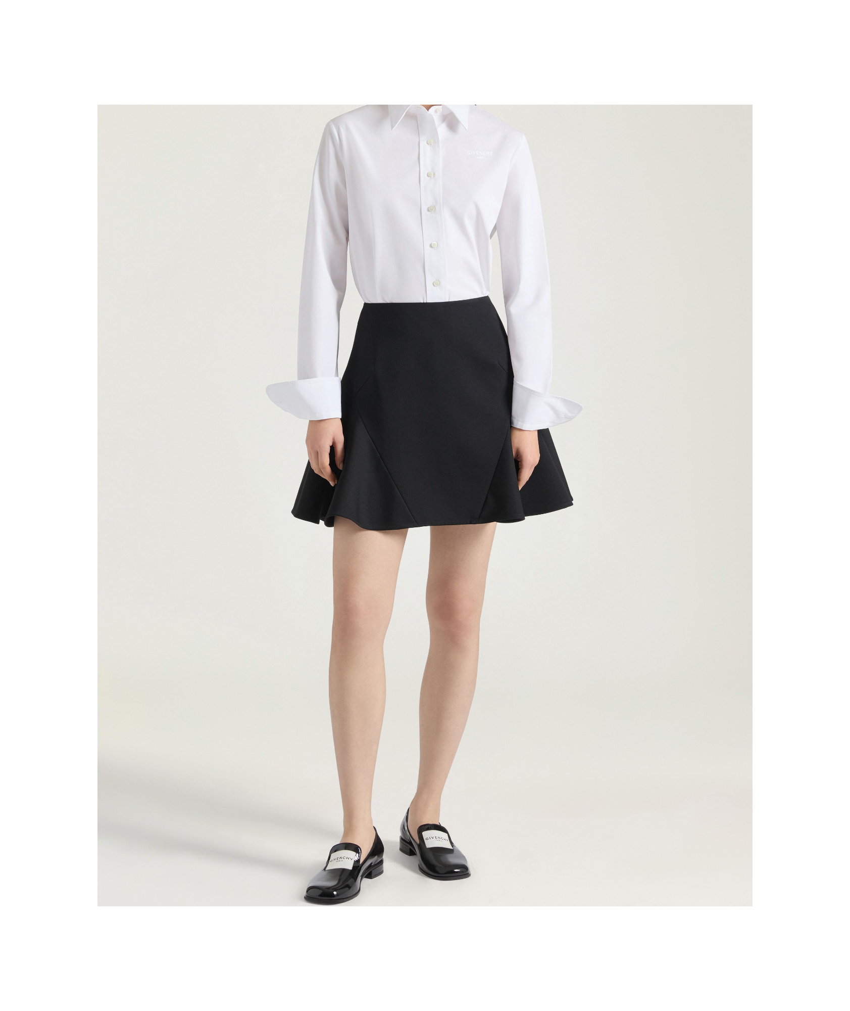 Givenchy Ruffled Mini Skirt In Wool In Black