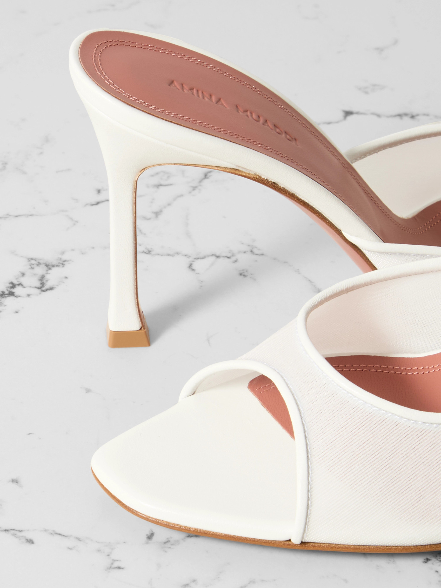 Shop Amina Muaddi Open-toed High-heeled Sandals In White