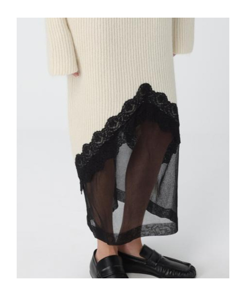 Jil Sander Lace-panel Midi Dress In White