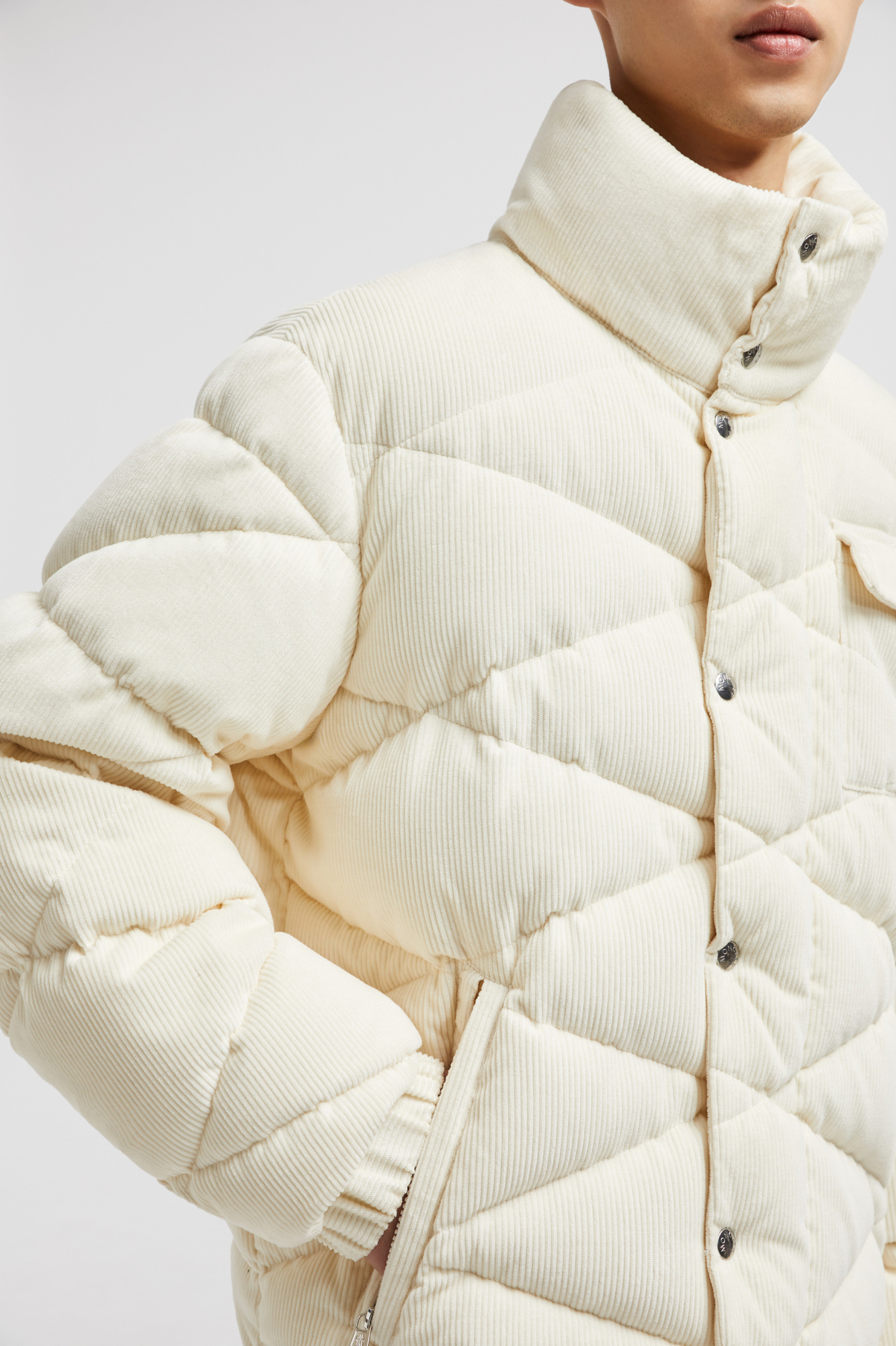 Moncler Kaver Corduroy Padded Jacket In White