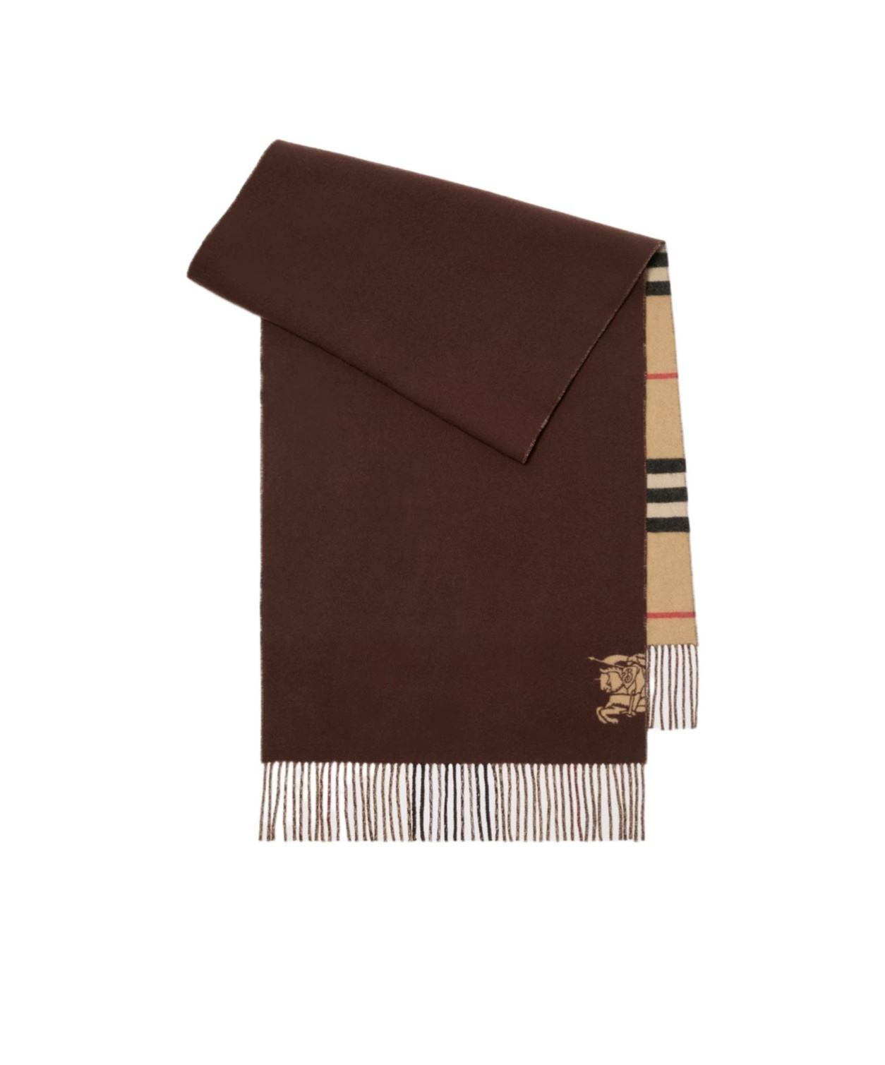 Burberry Wide Reversible Check Cashmere Scarf In Brown