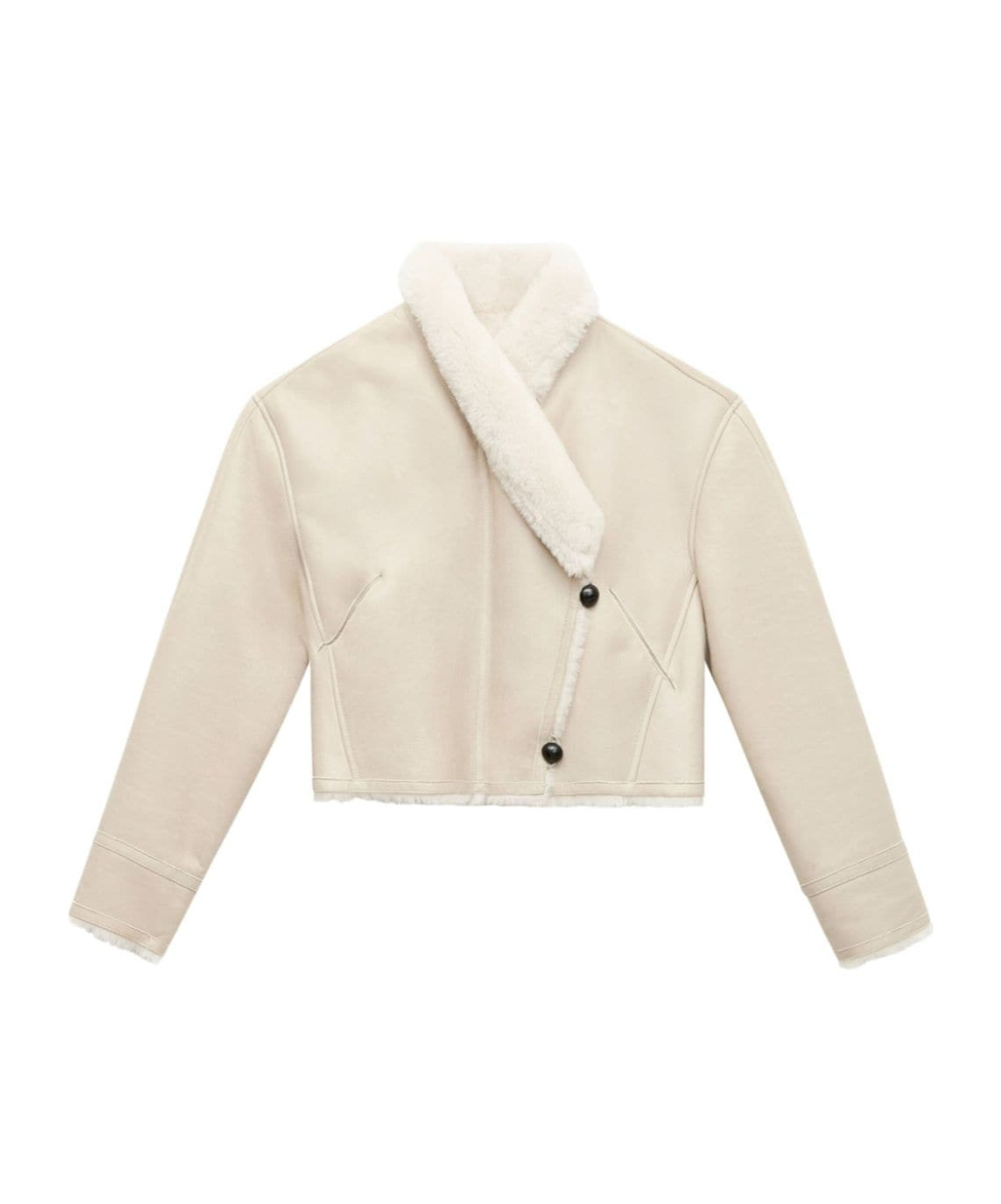 Isabel Marant Eriana Shearling-trimmed Leather Jacket In Nude