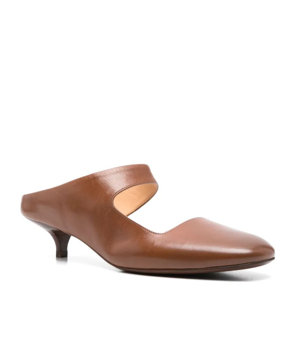 Marsèll Almond Toe Kitten Heel Strap Mules In Brown