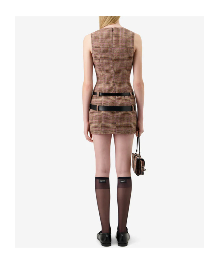 Coperni Belted Wool Dress In Brown