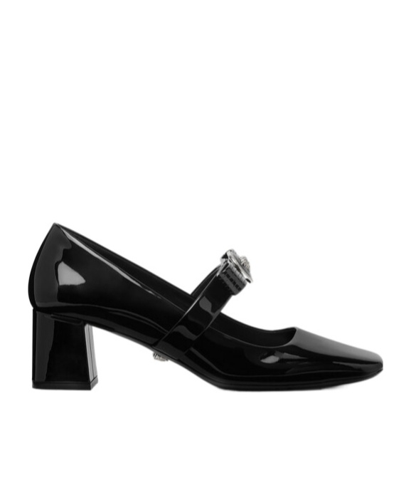 Versace Gianni Ribbon Embellished Patent-leather Pumps In Black