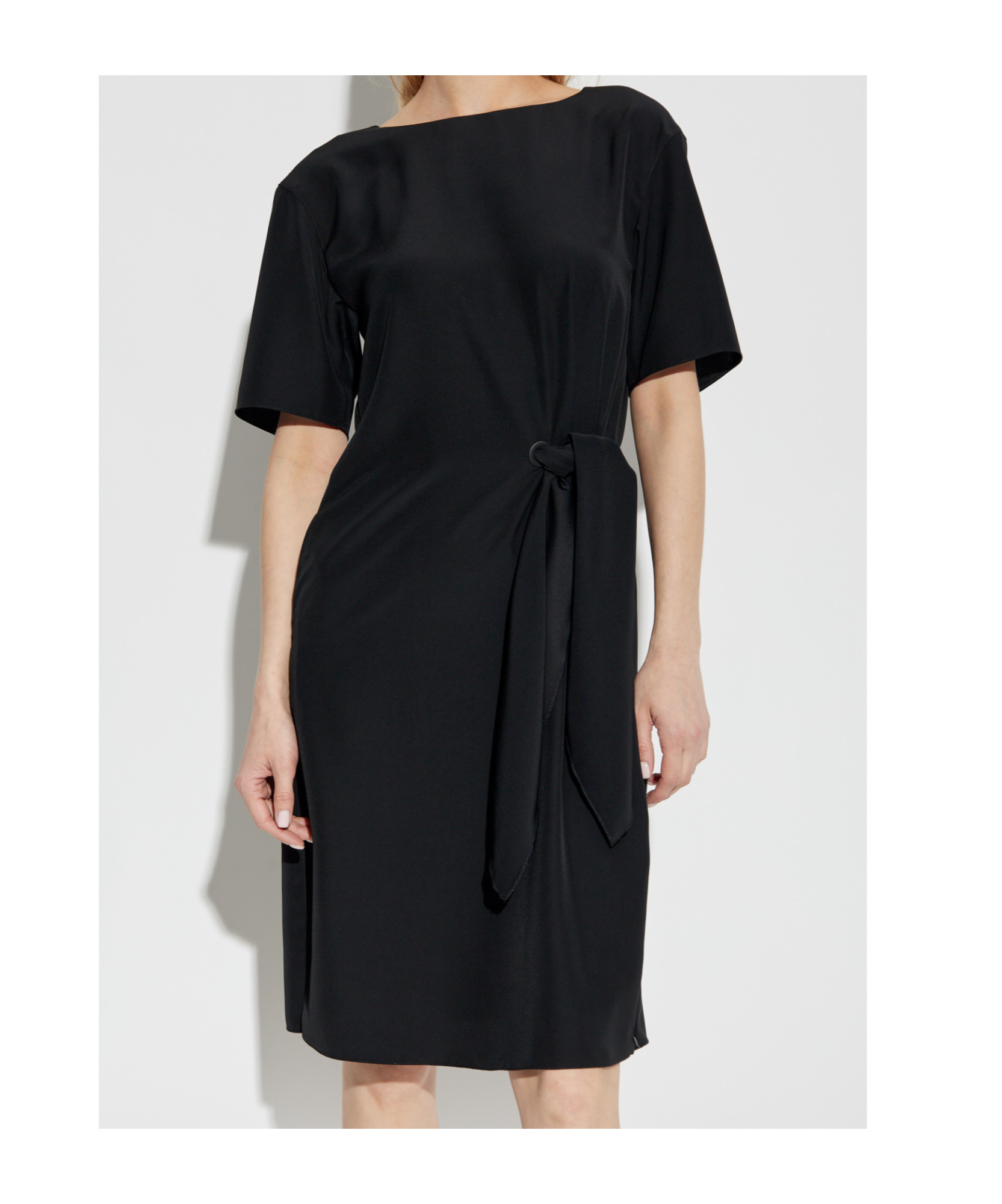 Emporio Armani Women's Midi Dress With Waist Knot In Black
