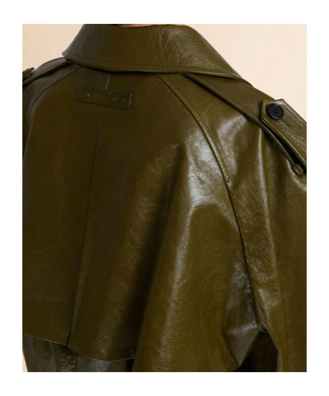 Marni Cropped Leather Jacket In Green