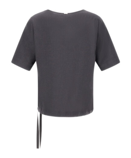 Herno Mc Top Anthracite V-neck Tied Waist In Black