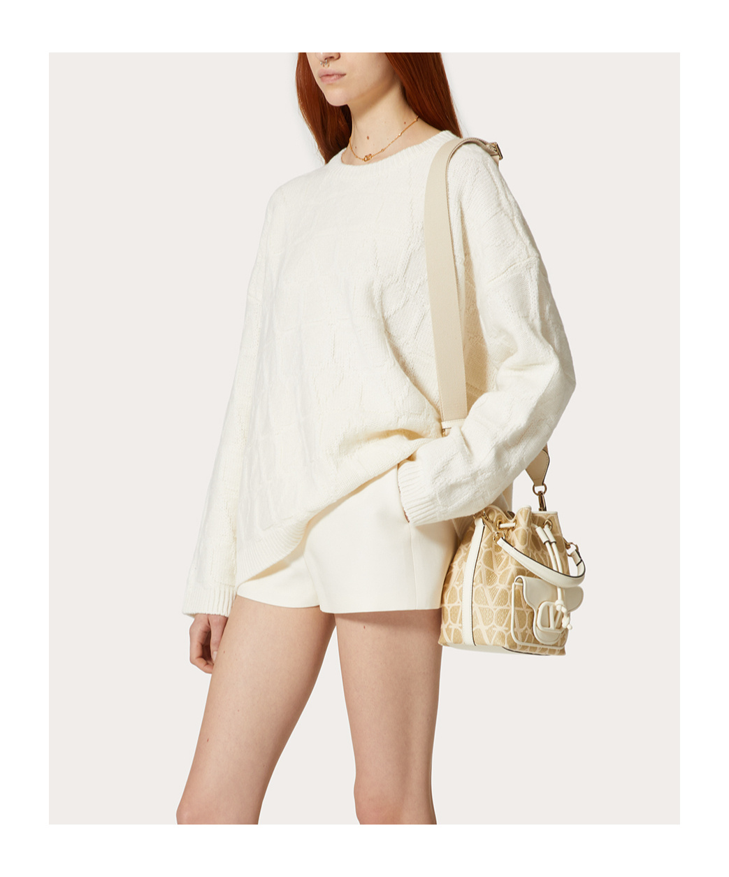 Valentino Top Handle Shoulder Bag In Nude