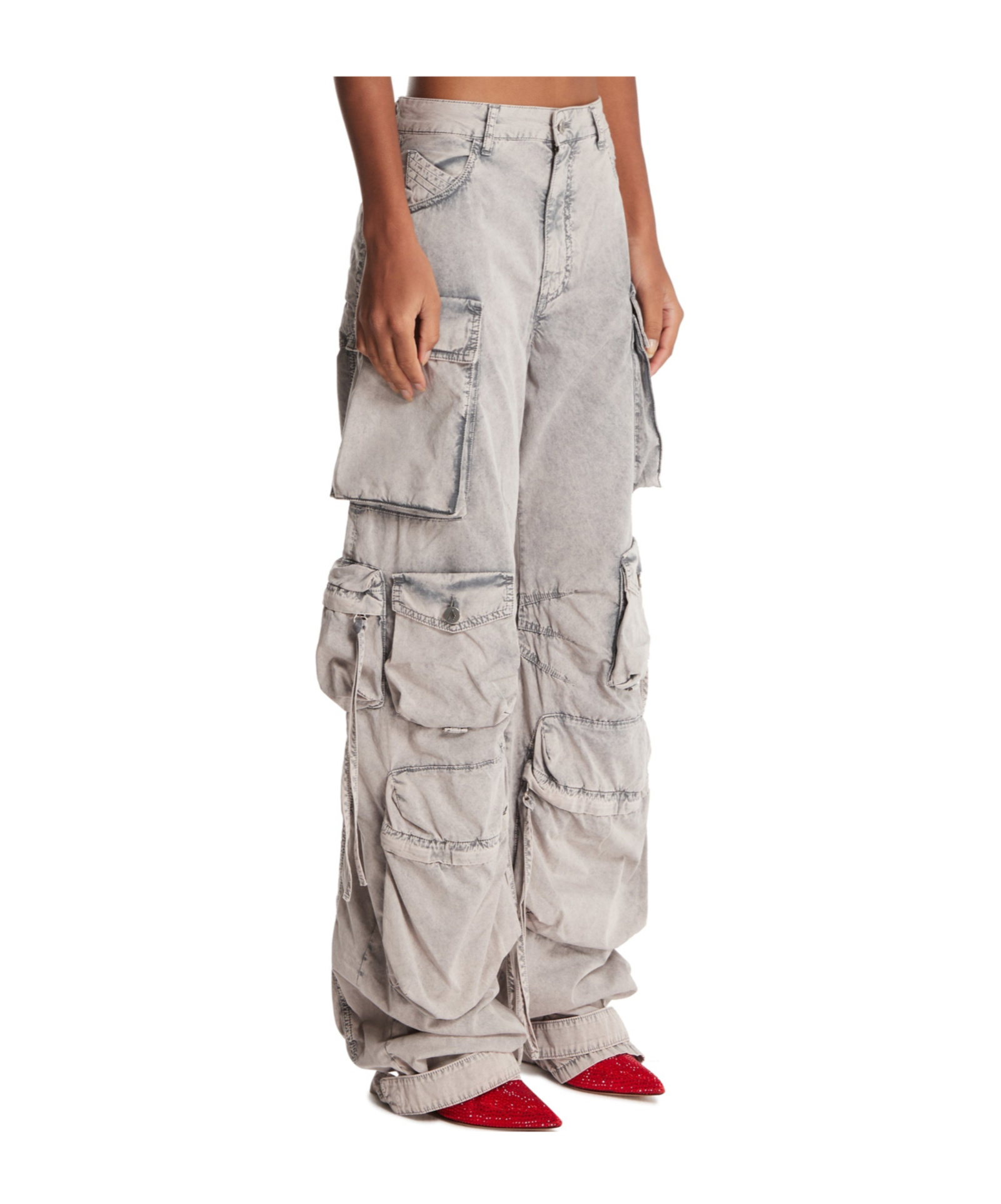 Attico Fern Cargo Jeans In Gray