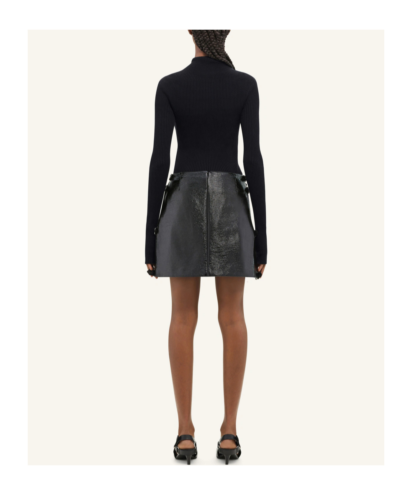 Shop Courrèges Logo-embroidered Ribbed Jumper In Black