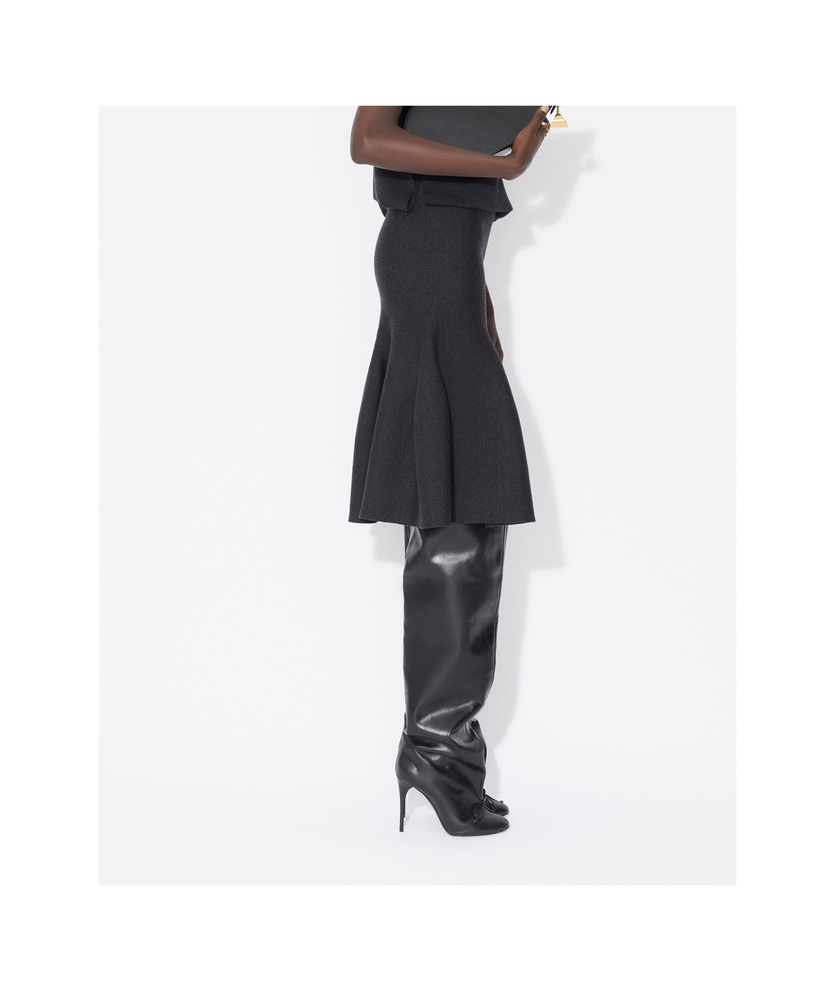 Alaïa Pleated Knitted Cashmere And Wool-blend Midi Skirt In Black